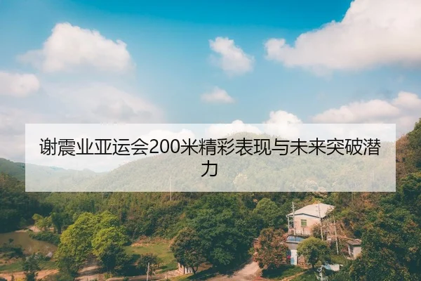 谢震业亚运会200米精彩表现与未来突破潜力